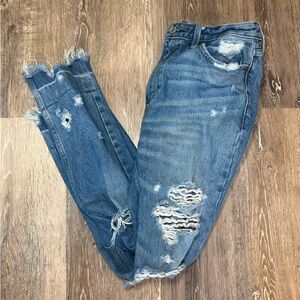Abercrombie & Fitch High Rise Distressed Blue Jeans
